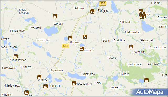 mapa Ciepień, Ciepień na mapie Targeo