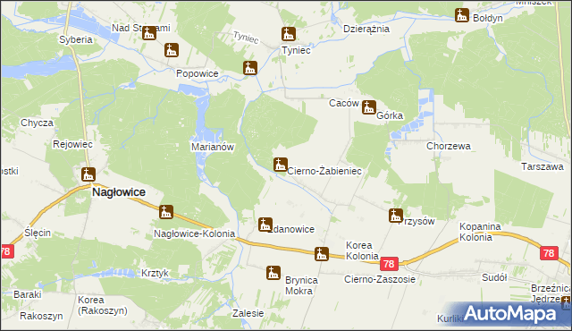 mapa Cierno-Żabieniec, Cierno-Żabieniec na mapie Targeo