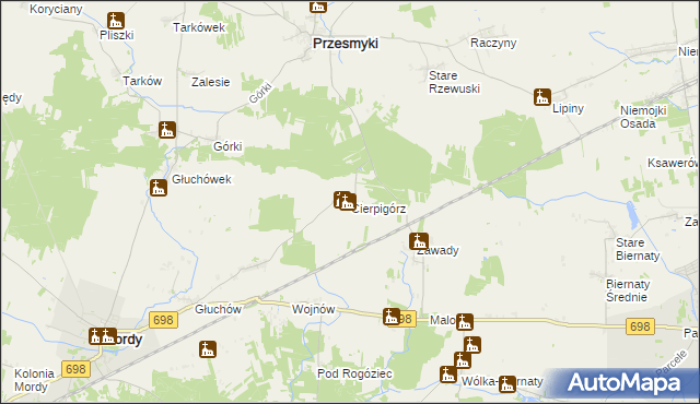 mapa Cierpigórz gmina Przesmyki, Cierpigórz gmina Przesmyki na mapie Targeo