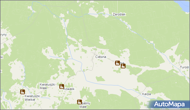 mapa Ciesina, Ciesina na mapie Targeo