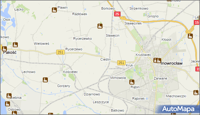 mapa Cieślin gmina Inowrocław, Cieślin gmina Inowrocław na mapie Targeo