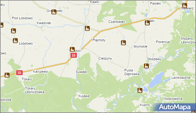 mapa Cieszyny gmina Golub-Dobrzyń, Cieszyny gmina Golub-Dobrzyń na mapie Targeo