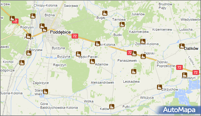 mapa Ciężków gmina Poddębice, Ciężków gmina Poddębice na mapie Targeo