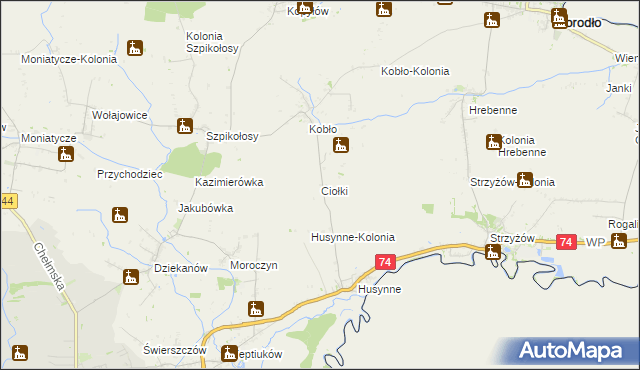 mapa Ciołki gmina Horodło, Ciołki gmina Horodło na mapie Targeo