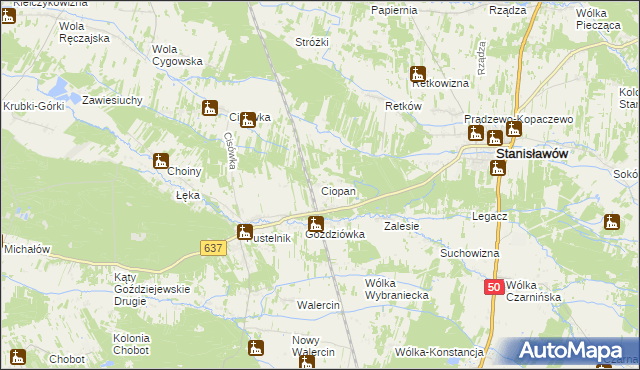 mapa Ciopan, Ciopan na mapie Targeo