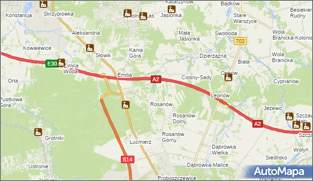 mapa Ciosny gmina Zgierz, Ciosny gmina Zgierz na mapie Targeo