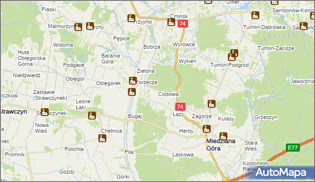 mapa Ciosowa, Ciosowa na mapie Targeo