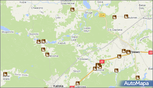 mapa Cis gmina Zblewo, Cis gmina Zblewo na mapie Targeo