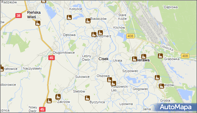 mapa Cisek, Cisek na mapie Targeo