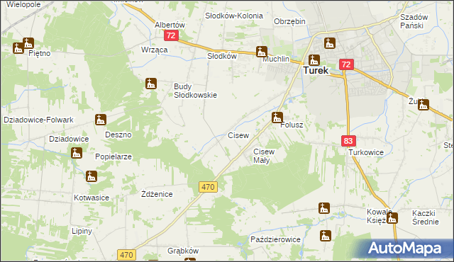 mapa Cisew, Cisew na mapie Targeo