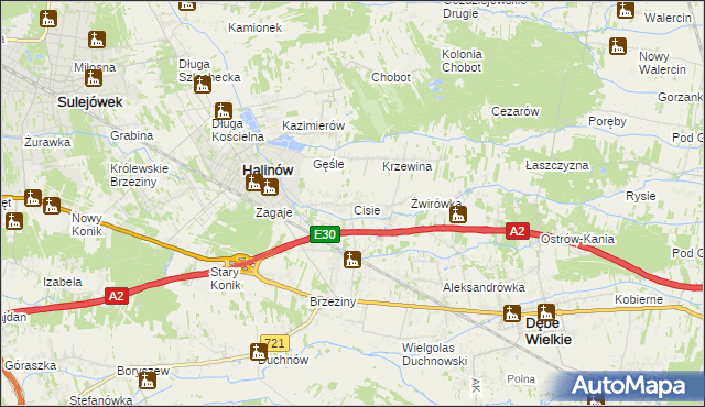 mapa Cisie gmina Halinów, Cisie gmina Halinów na mapie Targeo