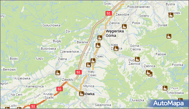 mapa Cisiec, Cisiec na mapie Targeo