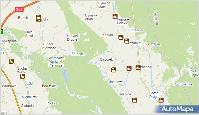 mapa Cisówek gmina Nowinka, Cisówek gmina Nowinka na mapie Targeo