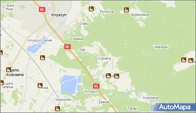mapa Cisówka gmina Knyszyn, Cisówka gmina Knyszyn na mapie Targeo