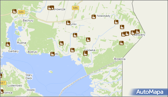 mapa Cisówka gmina Michałowo, Cisówka gmina Michałowo na mapie Targeo