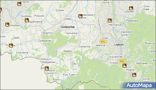 mapa Cisownica, Cisownica na mapie Targeo