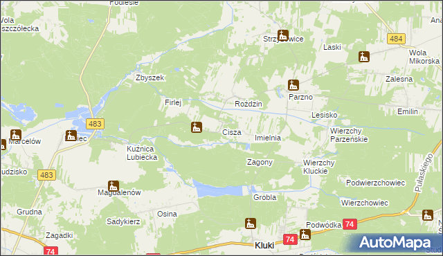 mapa Cisza gmina Kluki, Cisza gmina Kluki na mapie Targeo