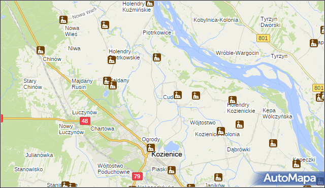 mapa Cudów, Cudów na mapie Targeo