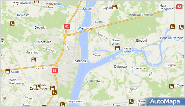 mapa Cupel gmina Serock, Cupel gmina Serock na mapie Targeo