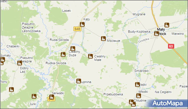 mapa Cwaliny Małe, Cwaliny Małe na mapie Targeo