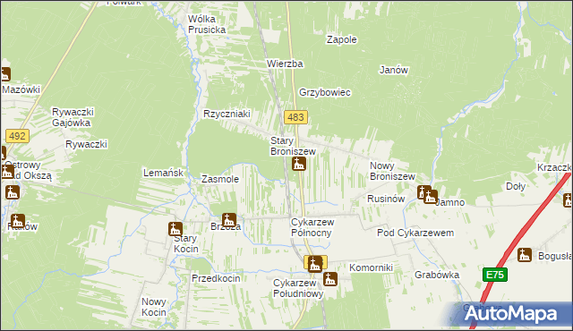 mapa Cykarzew, Cykarzew na mapie Targeo