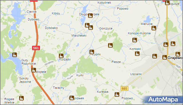 mapa Cyprki, Cyprki na mapie Targeo