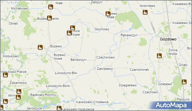 mapa Czachorowo gmina Gozdowo, Czachorowo gmina Gozdowo na mapie Targeo