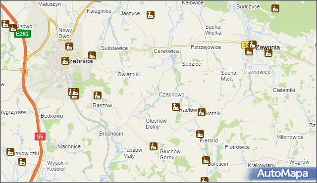 mapa Czachowo gmina Zawonia, Czachowo gmina Zawonia na mapie Targeo