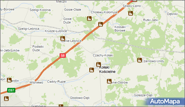 mapa Czachy-Kołaki, Czachy-Kołaki na mapie Targeo