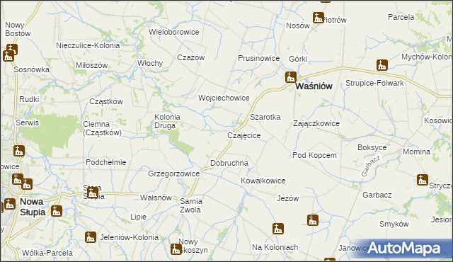 mapa Czajęcice, Czajęcice na mapie Targeo