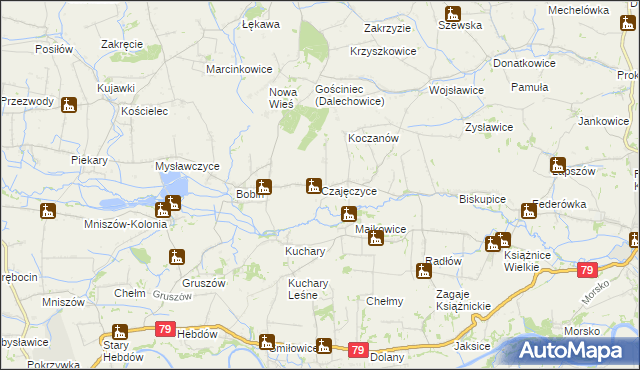 mapa Czajęczyce, Czajęczyce na mapie Targeo