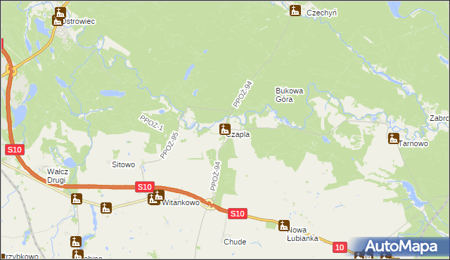 mapa Czapla, Czapla na mapie Targeo