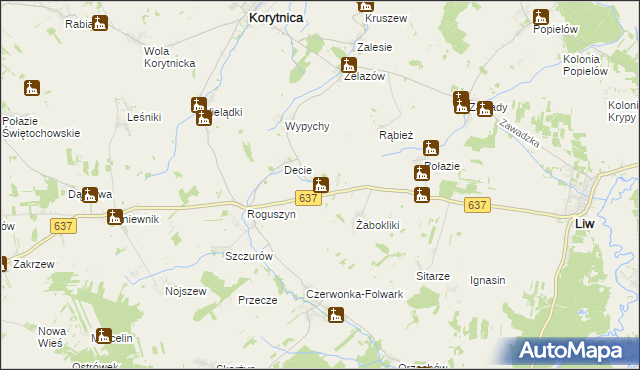 mapa Czaple gmina Korytnica, Czaple gmina Korytnica na mapie Targeo