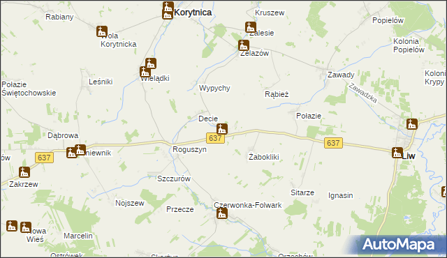 mapa Czaple gmina Korytnica, Czaple gmina Korytnica na mapie Targeo