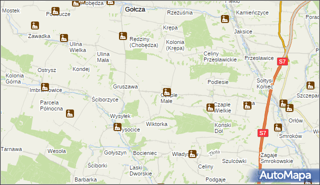 mapa Czaple Małe, Czaple Małe na mapie Targeo