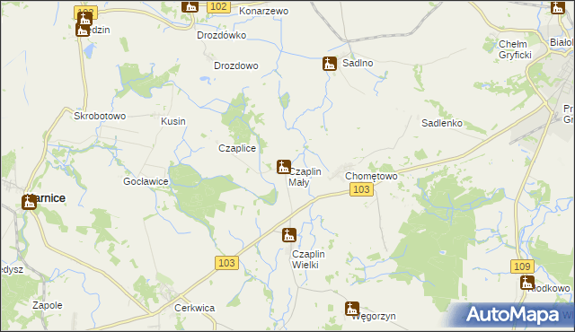 mapa Czaplin Mały, Czaplin Mały na mapie Targeo