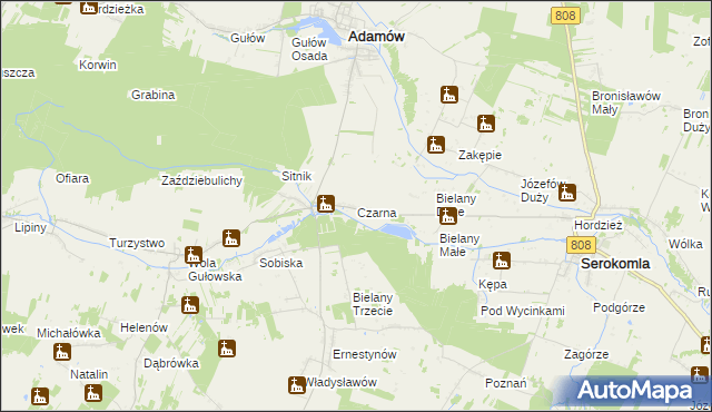 mapa Czarna gmina Serokomla, Czarna gmina Serokomla na mapie Targeo