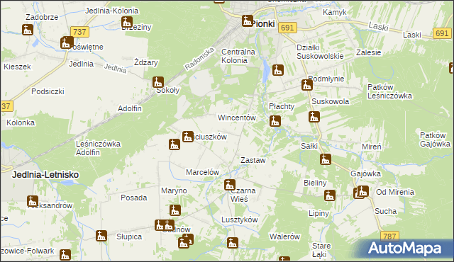 mapa Czarna Kolonia, Czarna Kolonia na mapie Targeo