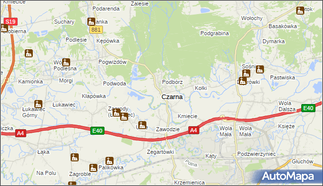 mapa Czarna powiat łańcucki, Czarna powiat łańcucki na mapie Targeo