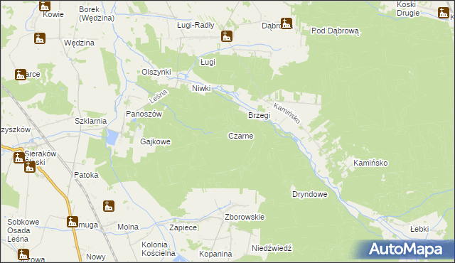 mapa Czarne gmina Ciasna, Czarne gmina Ciasna na mapie Targeo