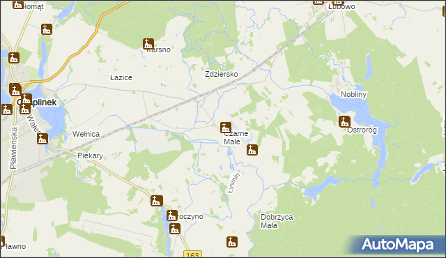 mapa Czarne Małe gmina Czaplinek, Czarne Małe gmina Czaplinek na mapie Targeo