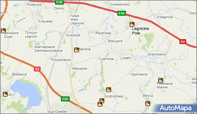 mapa Czarnków gmina Legnickie Pole, Czarnków gmina Legnickie Pole na mapie Targeo