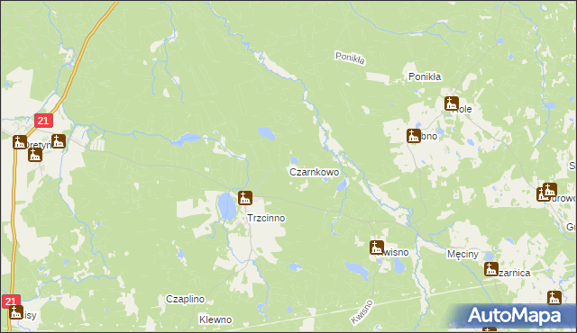 mapa Czarnkowo gmina Trzebielino, Czarnkowo gmina Trzebielino na mapie Targeo