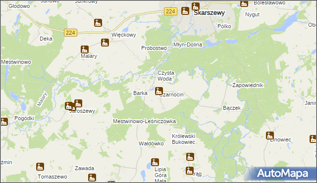 mapa Czarnocin gmina Skarszewy, Czarnocin gmina Skarszewy na mapie Targeo