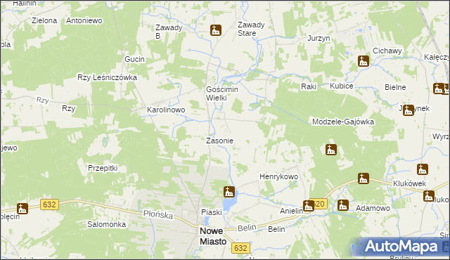 mapa Czarnoty gmina Nowe Miasto, Czarnoty gmina Nowe Miasto na mapie Targeo