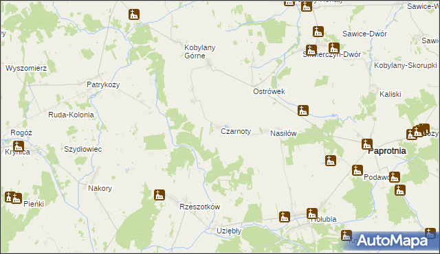 mapa Czarnoty gmina Paprotnia, Czarnoty gmina Paprotnia na mapie Targeo