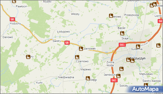 mapa Czarnówek, Czarnówek na mapie Targeo