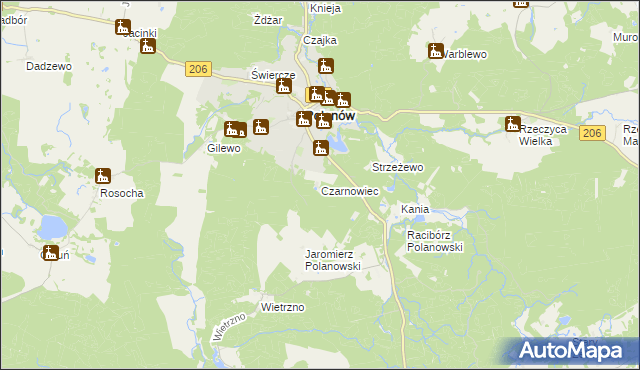 mapa Czarnowiec gmina Polanów, Czarnowiec gmina Polanów na mapie Targeo