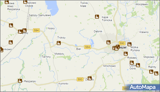 mapa Czarnowiec gmina Reszel, Czarnowiec gmina Reszel na mapie Targeo