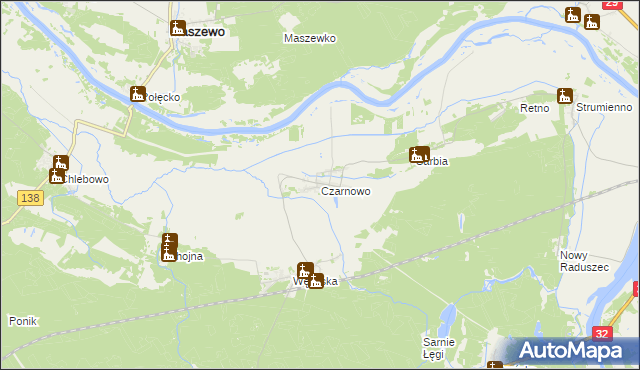 mapa Czarnowo gmina Krosno Odrzańskie, Czarnowo gmina Krosno Odrzańskie na mapie Targeo